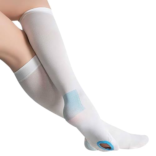 Image of TED Hose Compression Stockings for Women & Men,Anti Embolism Knee-High | Thigh High Compression Socks with Inspection Hole,15-20mmHg Medical Compression Hose,Unisex White
