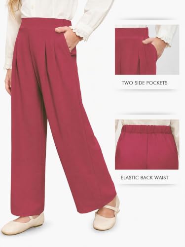 Image of Haloumoning Girls Uniform Pants Kids Wide Leg Dress Pants 5-14 Years