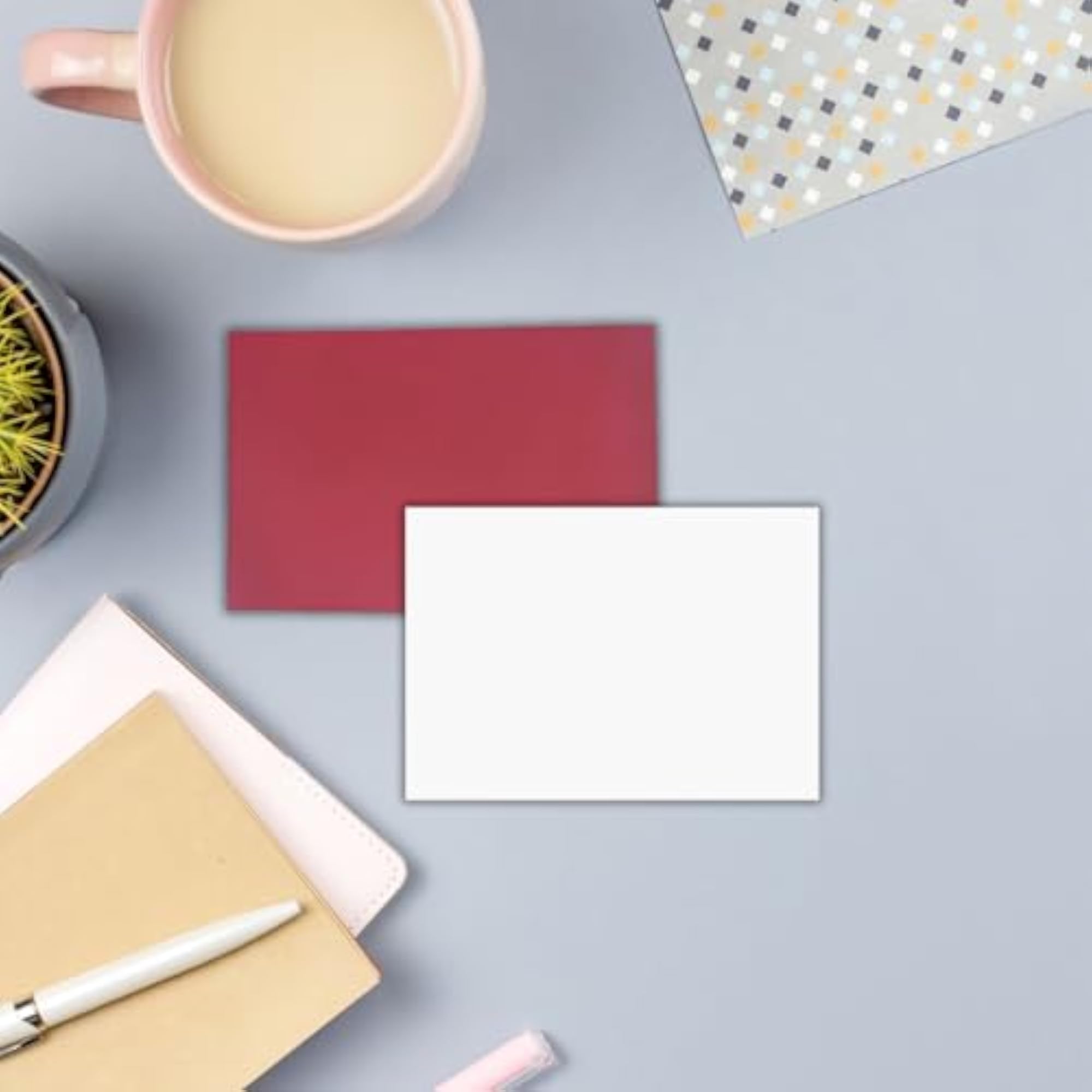 Blank Index Note Card A7 Size with Red Envelopes Pack of 50