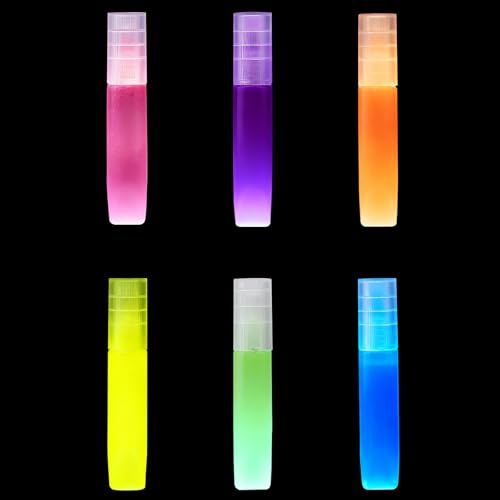 Nurila 6 Farben Fluoreszierende Farbe, Highlight Acrylfarben Neon, Leuchtfarben Nachtleuchtend, Nachtleuchtende Farbe für Malen, DIY-Kreation, Halloween, Weihnachten, Glow in the Dark(6ml)