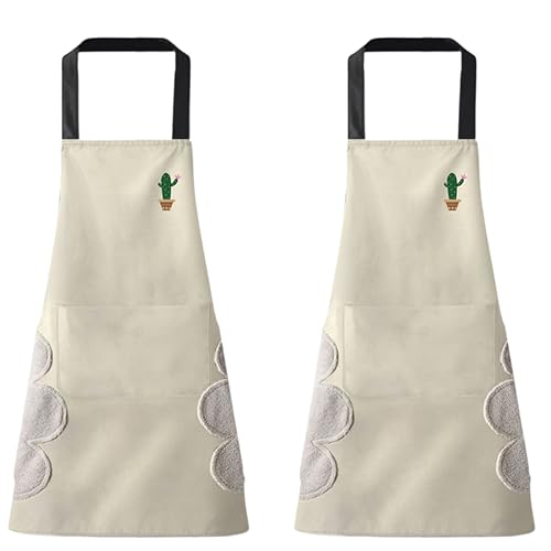 Image of Kraptick Kitchen Apron - Comfortable Cooking Waterproof Apron for Men and Women With Pocket and Side Coral Velvet for Wiping
