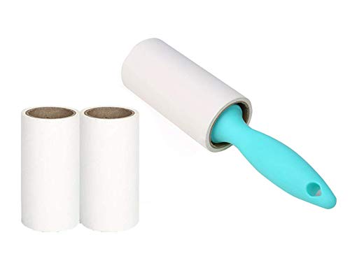 Image of House of Quirk Lint Rollers Brush Reusable Sticky Picker Cleaner Roller Easy-Tear Sheets Pet Hair Lint Roller 10cm Sheet Set of 3 Rolls 180 Sheets, 60 Sheets Each roll Lint Roller Remover - Blue