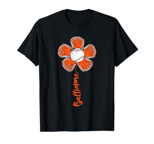 Baltimore Vintage Flower Baseball Lover Player and Fans T-Shirt