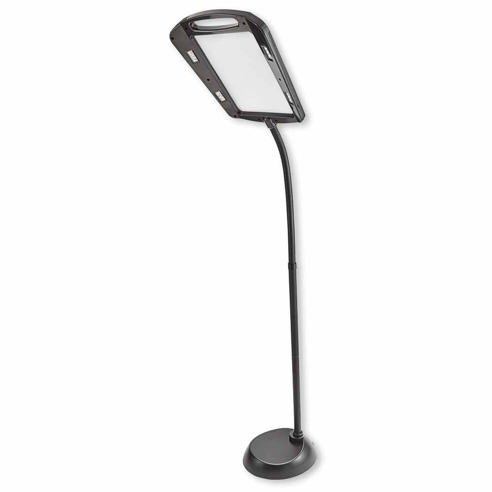 EUROtops Lupa LED maxi con soporte, aumento de 3 veces, campo de visión XXL, ayuda de lectura flexible con iluminación LED, altura ajustable hasta 160 cm, ideal para lectura y manualidades