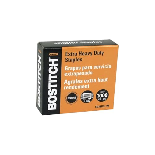 Bostitch 3/8-inch Length High Capacity Staples, Full Strip, 1000/Box (SB38HD-1M)
