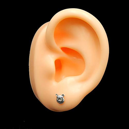 925 Sterling Silver Small Pig Face Stud Earrings 20527 11832