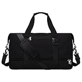 TITSHOP Sporttasche Reisetasche Herren Damen Strandtasche mit Schuhfach und nassfach für Wochenendtrip Picknick Sport Gym Fußballtasche Trainingstasche Badeausflüge, 55L Schwarz