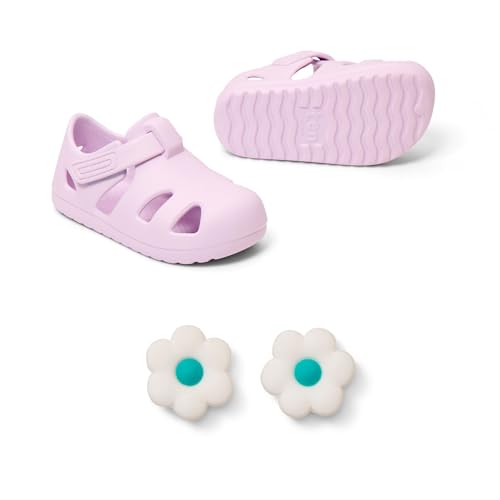 Ten Little Splash Sandals for Baby, Toddler & Kids, Adjustable, Closed Toe Water Sandals for Boys & Girls - Lightweight, Quick Drying Kids Water Shoes, Flexible EVA with Traction - Daisy Purple, Sz 9