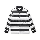 [Maplefea] ストライプ デニムジャケット メンズ【厚手コットン】 アウトドア カジュアル 長袖 立体ポケット 合体型 ワークスタイル 秋冬用 丈夫仕様