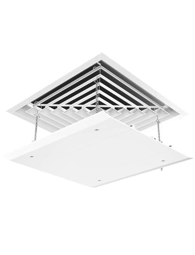 エアコン用デフレクター(天井用)スクエア、エアコン用通気口カバー(吊り下げ式、結露防止、洗える、チェーン固定式)(45x45cm)