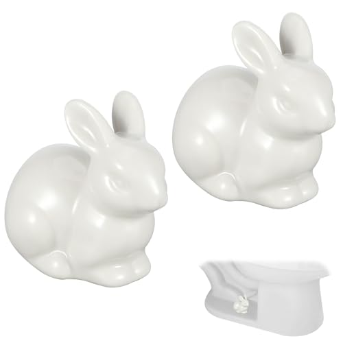 2Pcs Rabbit Toilet Bolt Covers Decorative Rabbit Shaped Toilets Bolt Cover Cute Hidden Toilets Screw Caps for Bathroom Toiletes Parts Decoration Bottom of Toiletes