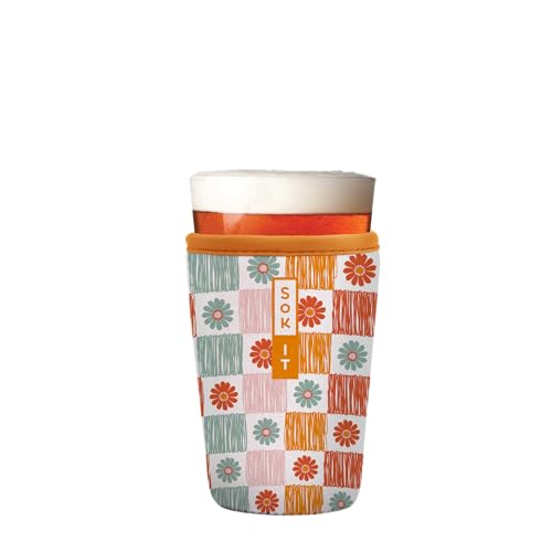 Sok It PintGlassSok Beer Glass Sleeve Insulated Neoprene Cover (Boho Floral, Pint Glass Sleeve)