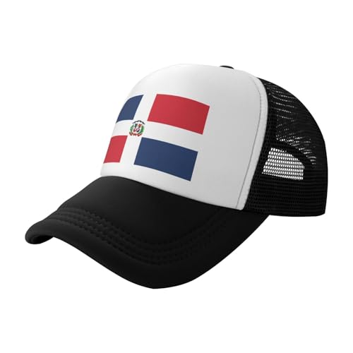Casquette de baseball noire en maille imprimée République dominicaine, adaptée pour le fitness, la randonnée et les voyages