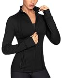 QUEENIEKE Women Athletic Jackets Cottony-Soft Full Zip Slim Fit Workout Running Jacket with Pockets(