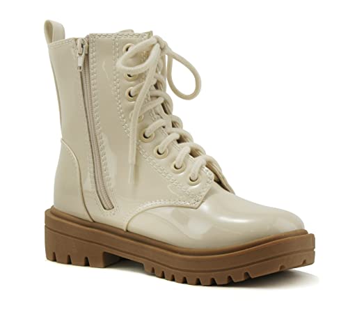 Image of Soda FIRM - Lug Sole Combat Ankle Bootie Lace up w /Side Zipper