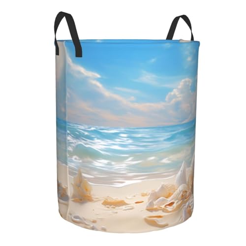 Panier à linge imperméable grand format autonome et pliable motif mer - 8