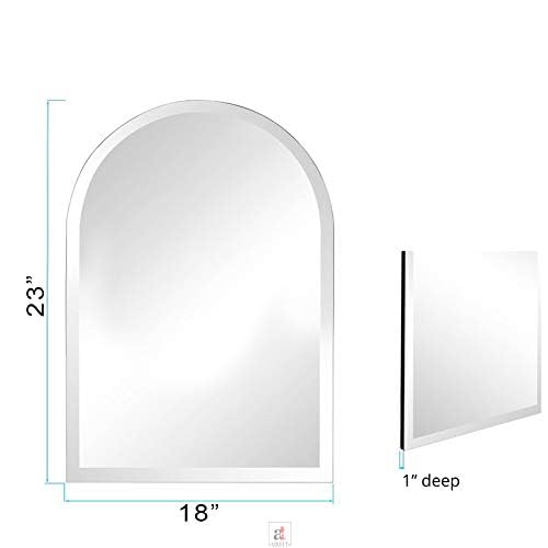 Image of Art Street Frameless Beveled Glass Wall Mirror for Bathroom, Curved Wall Mirror for Home, (Size - 23 x 18 Inches)