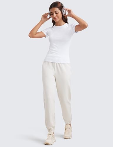 CRZ YOGA Womens Ribbed Modal Casual Short Sleeve Crew Neck Basic Shirts Going Out Soft Fitted Stretchy Athletic Workout Tops3