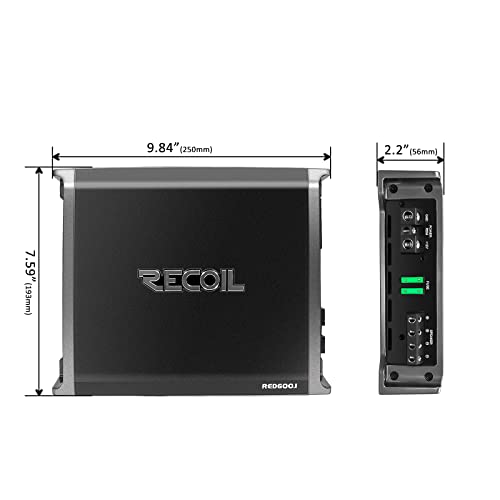 RECOIL RED600-1 1-Kanal Auto-Verstärker (Monoblock) für Subwoofer – 1320 Watt Class D, 1 Ohm stabil – mit Bass-Fernbedienung