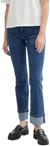 TOM TAILOR Damen Alexa Straight Jeans,10120 - Used Dark Stone Blue Denim, 32/34