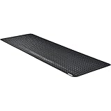 Global Industrial 24" W x 72L Diamond Plate Ergonomic Anti Fatigue Mat with Beveled Edges, Vinyl Surface & PVC Foam Backing, 15/16" Thick, Black, 2'W x 6'L