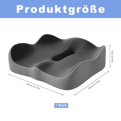 Zhixan Hohles Sitzkissen Orthopädisch, W-förmiges Doppel-Hohl-Design Memory-Schaum Steißbeinkissen Entlastung, Bürostuhl Auto Rollstuhl Sitzauflage