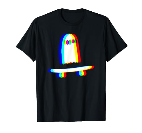 Ghost Skateboard Perezoso Disfraz de Halloween Divertido Skateboarding Camiseta