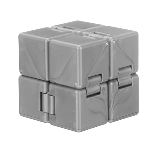 HEARTOOL Fidget Magic Cube Toys Mini Stress Release Finger Flip Cube Toy, ABS Stress Relieving & Handheld Fidget Magic Game in Box Perfect for Adults (Gray)