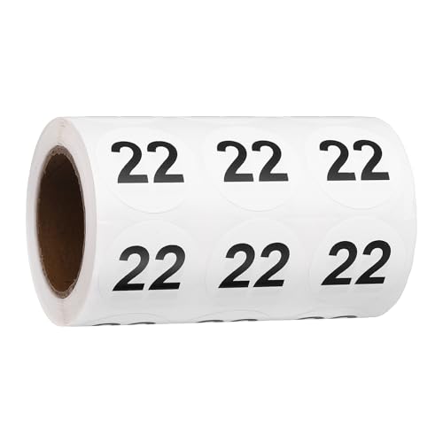 Pastilles autocollantes numérotées 22 étiquettes rondes noires en rouleau