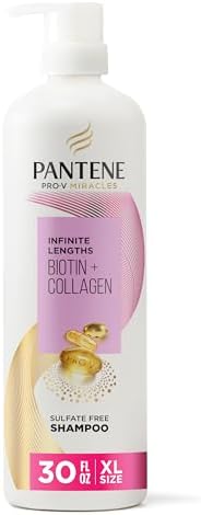 Infinite Lengths Shampoo, Sulfate Free with Biotin + Collagen, Strengthens Brittle Hair, Up to 90% Less Breakage, Safe for Color Treated Hair, Pro-V Miracles, Floral Scent, 30 Fl Oz