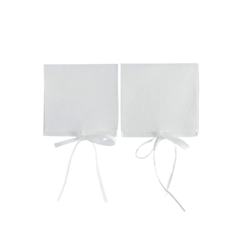 Doxicey Jewelry Package Bags 5pcs 6×6cm Jewelery Gift Bag Microfiber Jewellry Pouch with Ribbon Envelope Packaging Organizer for Necklace Bracelet Earring Ring(WHITE)