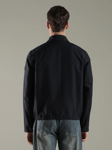 Image of Solid relaxed fit polyester jacket