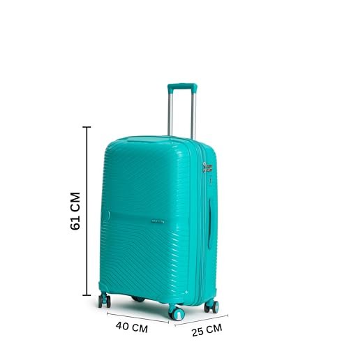 Image of Medium 61cm Trolleu Bag Polypropylene 360 Degree 8 Wheel | for Travel Hard Case Luggage, Lightweight with Combination Lock & Robust Trolley with 3 Yrs Warranty (Teal Blue)