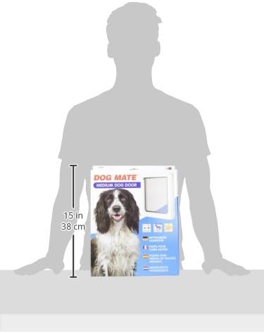 Dog Mate Medium Dog Door, Easy Fitting, Fast Installation, Convenient, Tamper Proof, Weatherproof, Draught Excluder, Silent, Extremely Durable - White