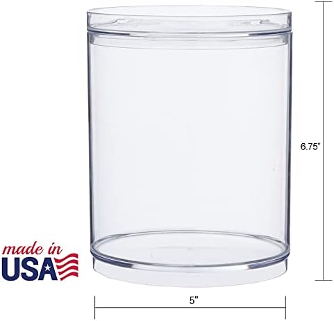 STORi Bella Tall Scrunchie Holder | Stackable Clear Plastic Container (Set of 2) Round Vanity Storage Organizers with Lids for Hair Accessories & Beauty Supplies | Made in USA