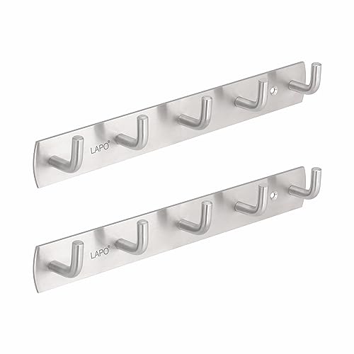 LAPO Premium Stainless Steel Multipurpose Cloth Hook - 5 Hooks Door Wall Hook Hanger for Bathroom,Cloth Hanger,Door Hooks Rail, Key Holder, Matt Finish - Pack of 1