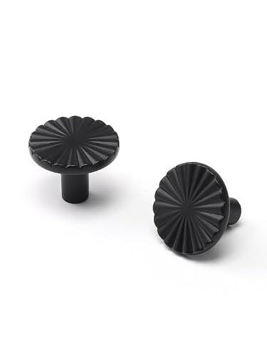 Sorwduerm Black 2 Pack Cabinet Knobs Flat Drawer Pulls Kitchen Cupboard Bathroom Dresser Cabinet Hardware Handles Zinc Alloy