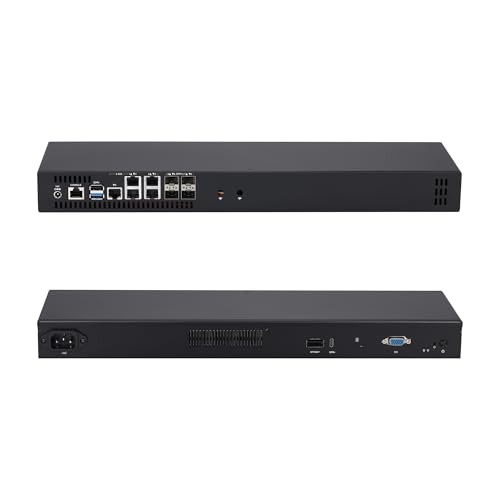 Qotom Barebone System Mini PC Q20342G9 1U Rack 4X 10G SFP+ 5X i226V B3 2.5G LAN Atom C3808 12 Cores Processor 2.0 GHz