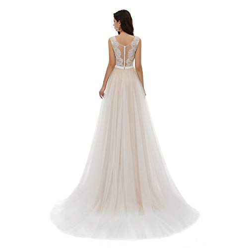 Datangep Spaghetti Chiffon Beach Wedding Dress V Neck A line Bridal Gowns Lace Plus Size Wedding Dress2