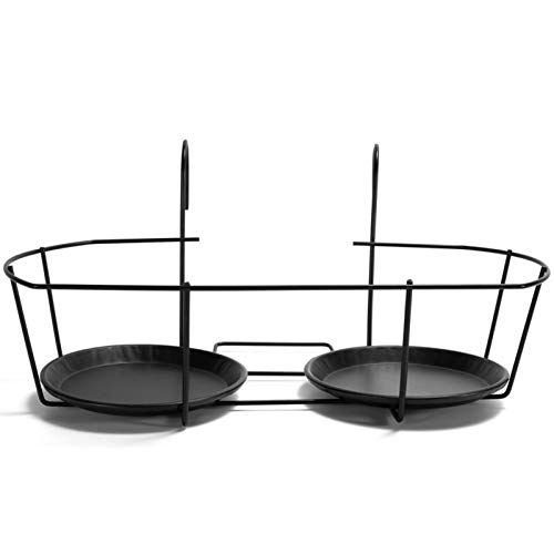 AIKY Macetas De Barandilla Colgantes Soportes De Macetas para Plantas Estantes De Hierro para Vallas Soporte para Macetas De Metal Montado Balcón Cestas De Plantas Estante Caja De Contenedores -Negro