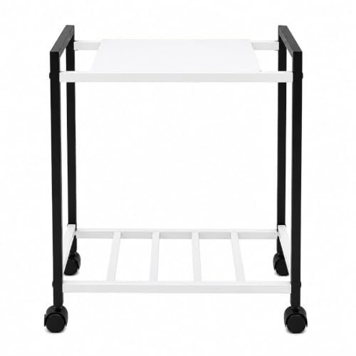 Image of ROHC Coffee Machine Stand with Wheels | Heavy Duty Metal Coffee Station Cart with Storage Shelf | Rolling Table for Home, Office & Cafe | Kitchen Utility Trolley | Black & White