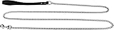 OmniPet Chain Link Dog Leash with 2mm Light Duty Links and Black Perma Leather Handle, 6ft Length