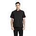 TopTie Unisex Short Sleeve Chef Coat Jacket, Black with Gray Collar
