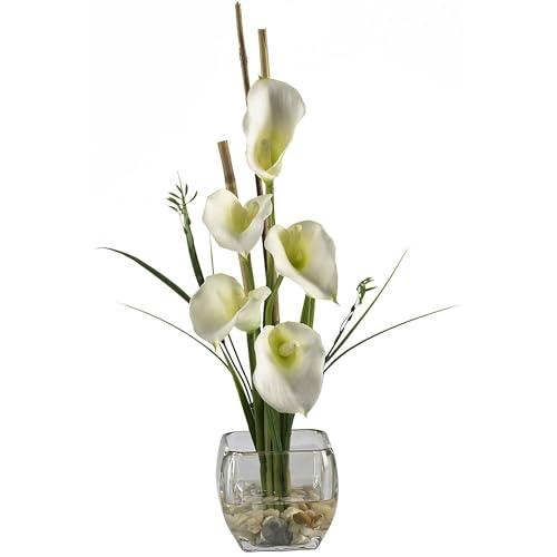 Nearly Natural Calla Lily Liquid Illusion Silk Flower Arrangement