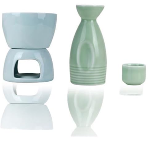 MUELODSIC 繊細な陶磁器製清酒壺 梅子カラー 壺杯構成 滑らかで なガラス製 酒器揃え パーティーや家飲みに適した和風デザイン