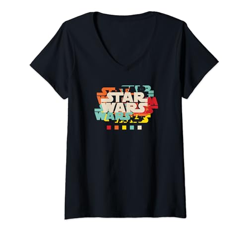T-shirt Star Wars femme imprimé graphique haut col v coton noir