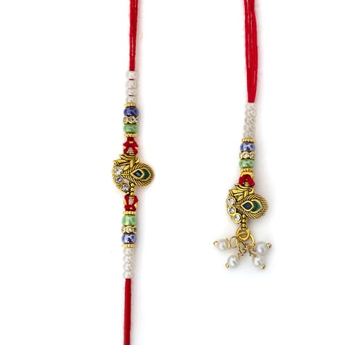 Rakhi Bhai Bhabhi blanc traditionnel | Coffret duo pour le Rakshabandhan indien