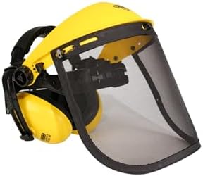 Oregon Visera con Malla Metálica y Orejeras Integradas, Protección Facial Ajustable con Protección Auditiva, Ideal para Trabajos Forestales, Jardinería y Bricolaje