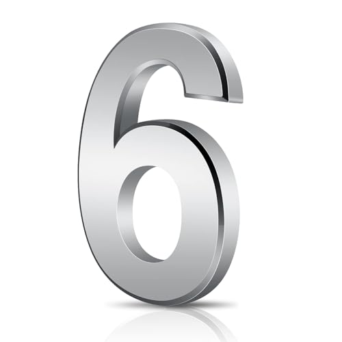 3 Inch Door Numbers, 3D Self Adhesive Mailbox Numbers 0-9, Address Numbers Waterproof House Numbers Street Number Stickers for House Mailbox Apartment Hotel Courtyard Cafe, Silver (Silver6)