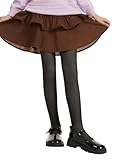 DancMolly Kids Fleece Lined Tights Warm Fake Translucent Pantyhose Winter Thermal Tights for Girls (Black, 8-10Y)